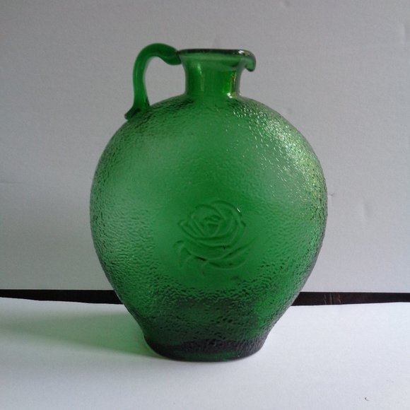 Vintage Clevenger Green Glass Floral Vase Pretty!
